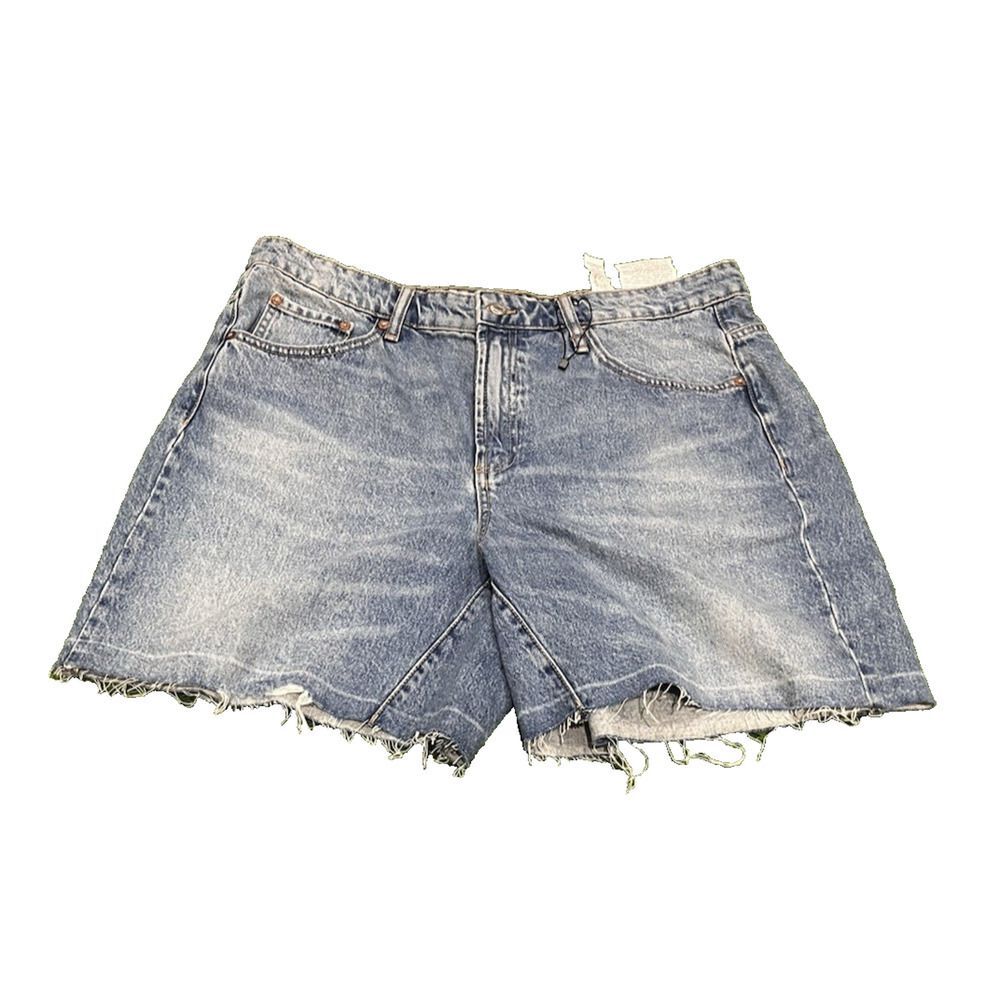 Zara Retro Denim Jorts Shorts Light Blue Raw Hem Size 14 7" EUC